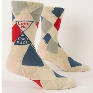 NWT BLUE Q Men’s Love Me A Good Poop M-Crew Socks